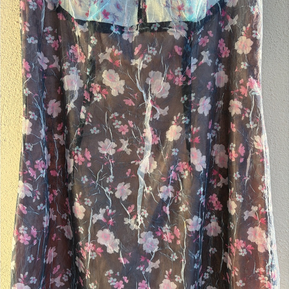 Anna Sui Blue and Black Floral Chemise size 2 - Picture 4 of 13